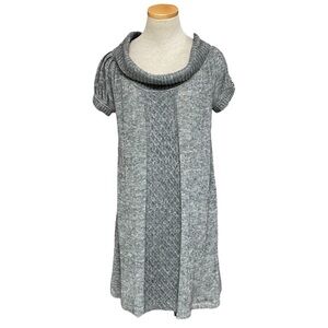 Qi Tunic Sweater Mini Dress Gray Wool Alpaca Cowl Neck Size XS